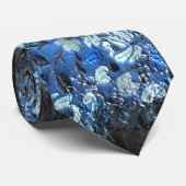 青色黒色花柄ハート ネクタイ (ロール)