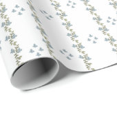 青色/緑色のトレーリング花模様スタイリッシュ – 水色 ラッピングペーパー (ロールコーナー)