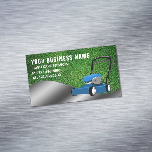青芝刈り機園芸サービス草刈り マグネット名刺 (インサイチュ)