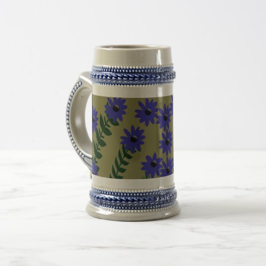 青花と花茎ディスプレイ ビールジョッキ (正面左)