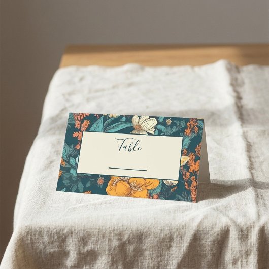 青花と黄結婚花の表番号 プレイスカード