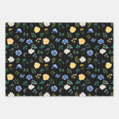 青花と黄花(葉の模様) ラッピングペーパーシート (正面3)