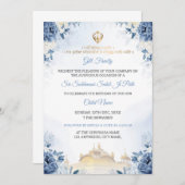 青花のスクマニ・サヒブ・パス 誕生日招待状 招待状 (正面/裏面)