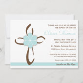 青花シンプル付きの十字架 招待状 (正面)