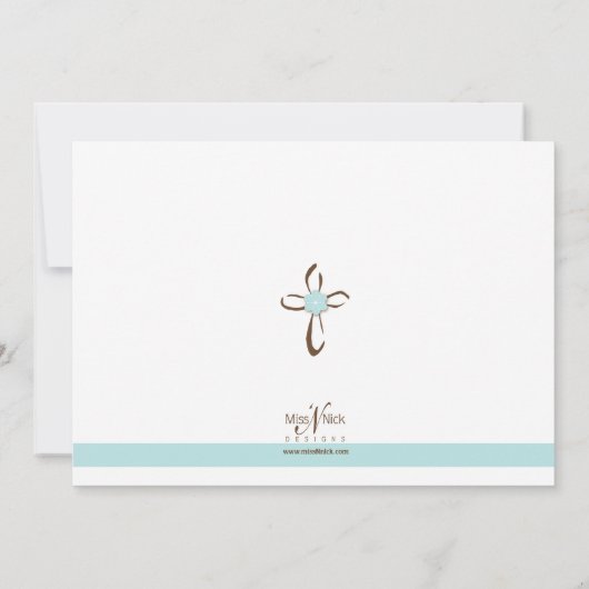 青花シンプル付きの十字架 招待状 (裏面)