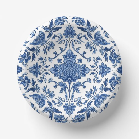 青花チャイニーズスタイルの水彩画 ペーパーボウル (正面)