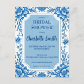 青花チャイニーズスタイルの花のブライズシャワー ポストカード (正面)