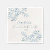 青花チャイニーズスタイルの花嫁のシャワーナプキン スタンダードカクテルナプキン (正面)