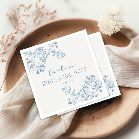 青花チャイニーズスタイルの花嫁のシャワーナプキン スタンダードカクテルナプキン