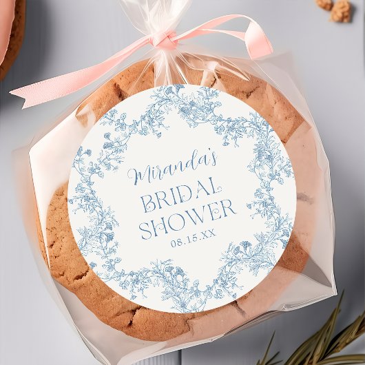 青花チャイニーズ・スタイル ブライダルシャワーステッカー ラウンドシール