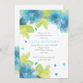青花フローラ結婚ブライダルシャワー 招待状 (正面/裏面)