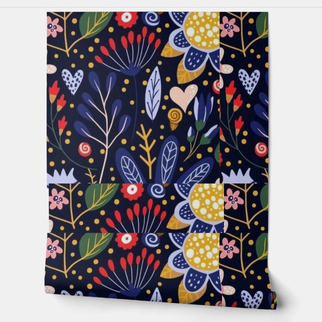 青花ヴィンテージ 壁紙 (ほどく)