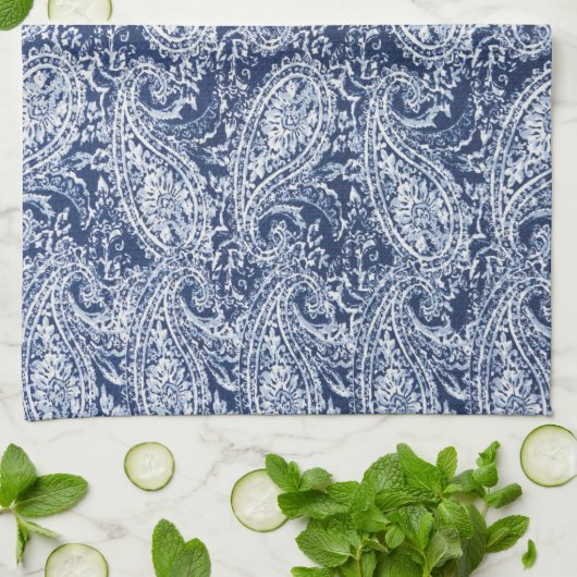 青花柄 キッチンタオル (折り畳み)