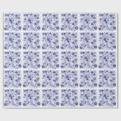 青花柄 ラッピングペーパー (フラット)