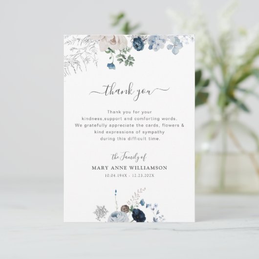 青花模様のお葬式お礼のご連絡 サンキューカード (スタンド正面)
