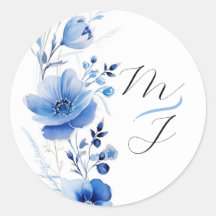 青花水彩植物画