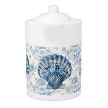 青花瓷貝殻様式磁器急須