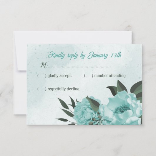 青花結婚緑 出欠カード (正面)