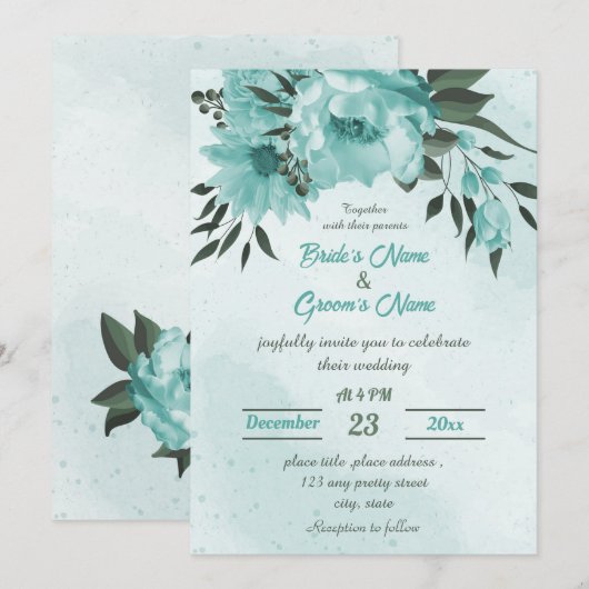 青花結婚緑 招待状 (正面/裏面)