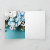 青花緑葉金ゴールドグリッター誕生日 招待状 (内部)