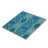 青花黄ストライプヴィンテージ タイル (側面)