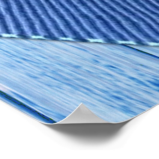 青芸術品を気取った木のテクスチャ上のピンクの花 ポスター (角)