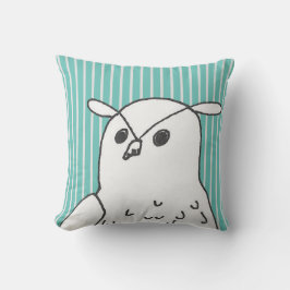 青芸術的いストライプフクロウ クッション