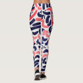 青芸術的とオレンジのアクリル曲線パターン レギンス (裏面)