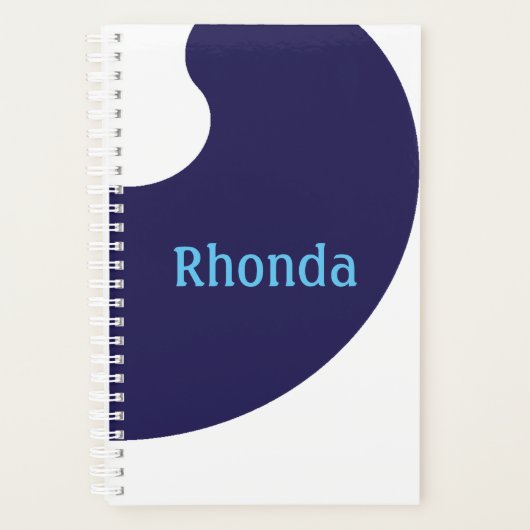 青芸術的と白の渦巻き プランナー手帳 (正面)