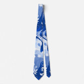 青芸術的と白の葉のデザインネクタイ ネクタイ (正面)
