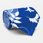 青芸術的と白の葉のデザインネクタイ ネクタイ (ロール)