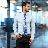 青芸術的と白の葉のデザインネクタイ ネクタイ