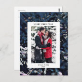 青芸術的のクリスマスモダン写真ホリデー ポストカード (正面/裏面)