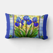 青芸術的アイリスフローラ腰枕 ランバークッション (裏面)