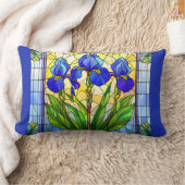 青芸術的アイリスフローラ腰枕 ランバークッション (ブランケット)