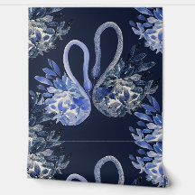 青芸術的スワン水彩手絵を描型