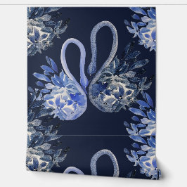 青芸術的スワン水彩手絵を描型 壁紙