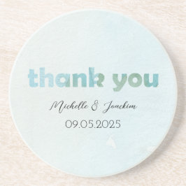 青芸術的水色フローライラストレーション コースター