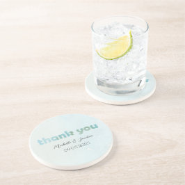 青芸術的水色フローライラストレーション コースター