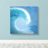 青芸術的波 キャンバスプリント (インサイチュ (ウッドフロア))