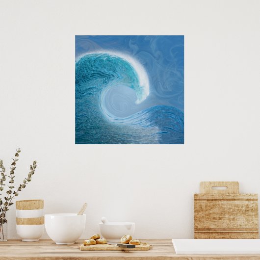 青芸術的波 ポスター (キッチン)