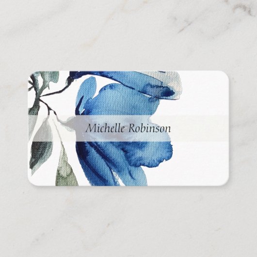 青芸術的特大の花水色 名刺 (正面)