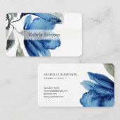青芸術的特大の花水色 名刺 (正面/裏面)