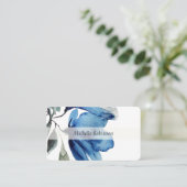 青芸術的特大の花水色 名刺 (スタンド正面)