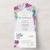 青芸術的紫ワイルドフラワーウォータカラー オールインワン招待状 (内側)
