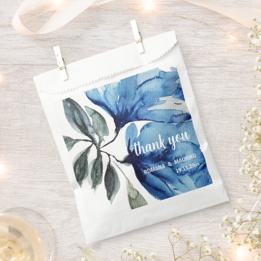 青芸術的緑フローラ水彩手絵を描型 フェイバーバッグ (クリップ留めされた状態)