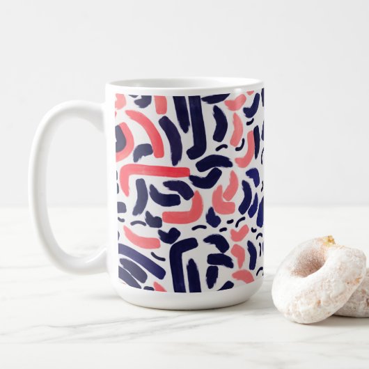 青芸術的色とオレンジ色のアクリル模様 コーヒーマグカップ (ドーナツ)