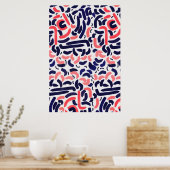 青芸術的色とオレンジ色のアクリル ポスター (キッチン)