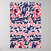 青芸術的色とオレンジ色のアクリル ポスター (正面)