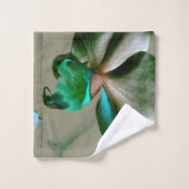 青芸術的色、緑、灰色の色調の花 バスタオルセット (ウォッシュタオル)